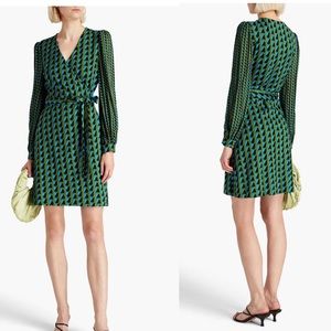 DIANE VON FURSTENBERG
Gala printed crepe-paneled jersey mini wrap dress